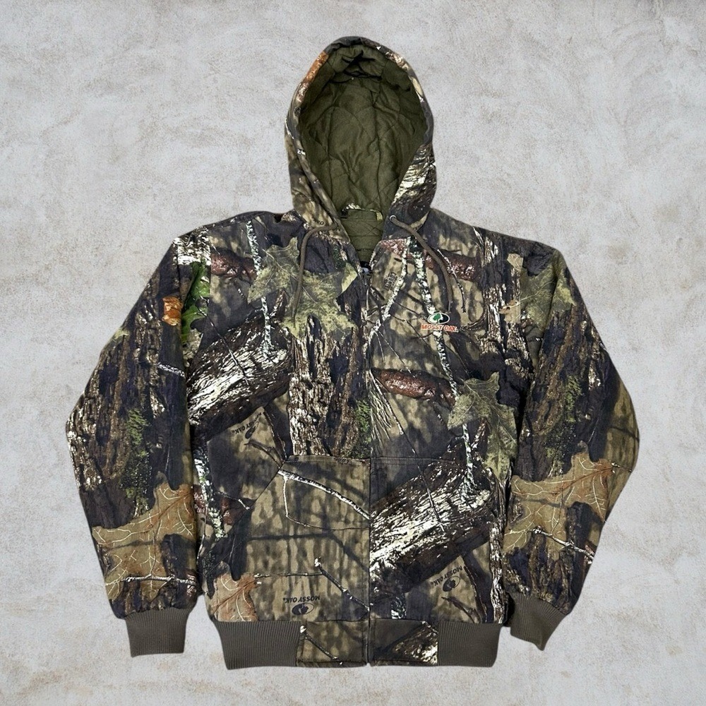 Mossy Oak Jacket Mens Small Green Hooded Canvas Workwear Camouflage Realtree